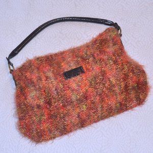 Pancani Orange Knit Slouchy Shoulder Bag